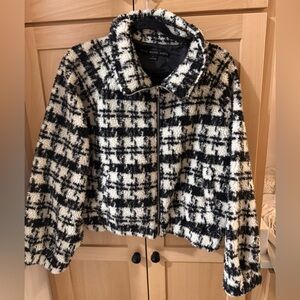 HYFVE Black and White Checkered Teddy Jacket